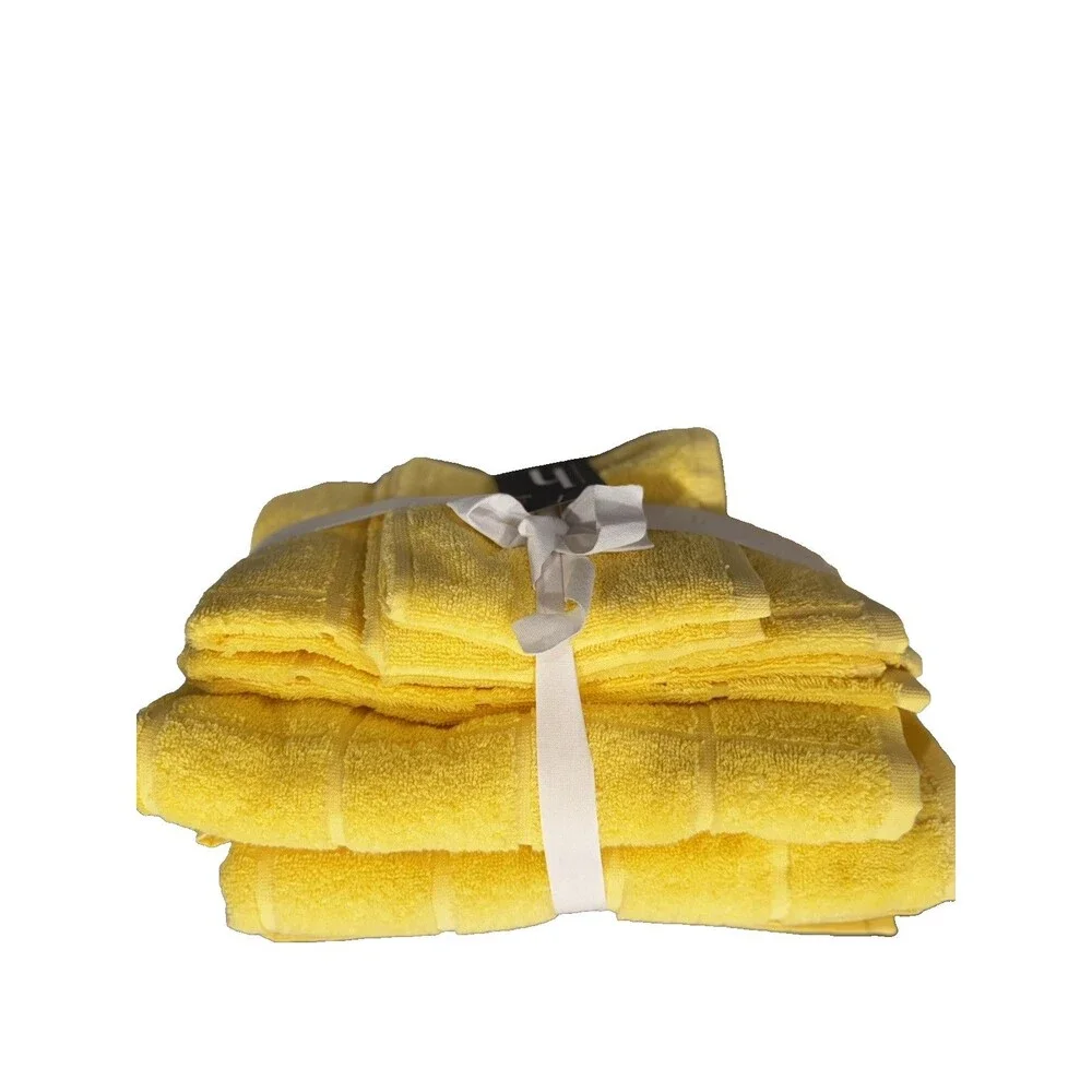 Home Expressions 6 Piece Bath Towel Set 100% Cotton Island Yellow NEW